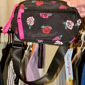 Cat & Jack Black Floral Belt Bag